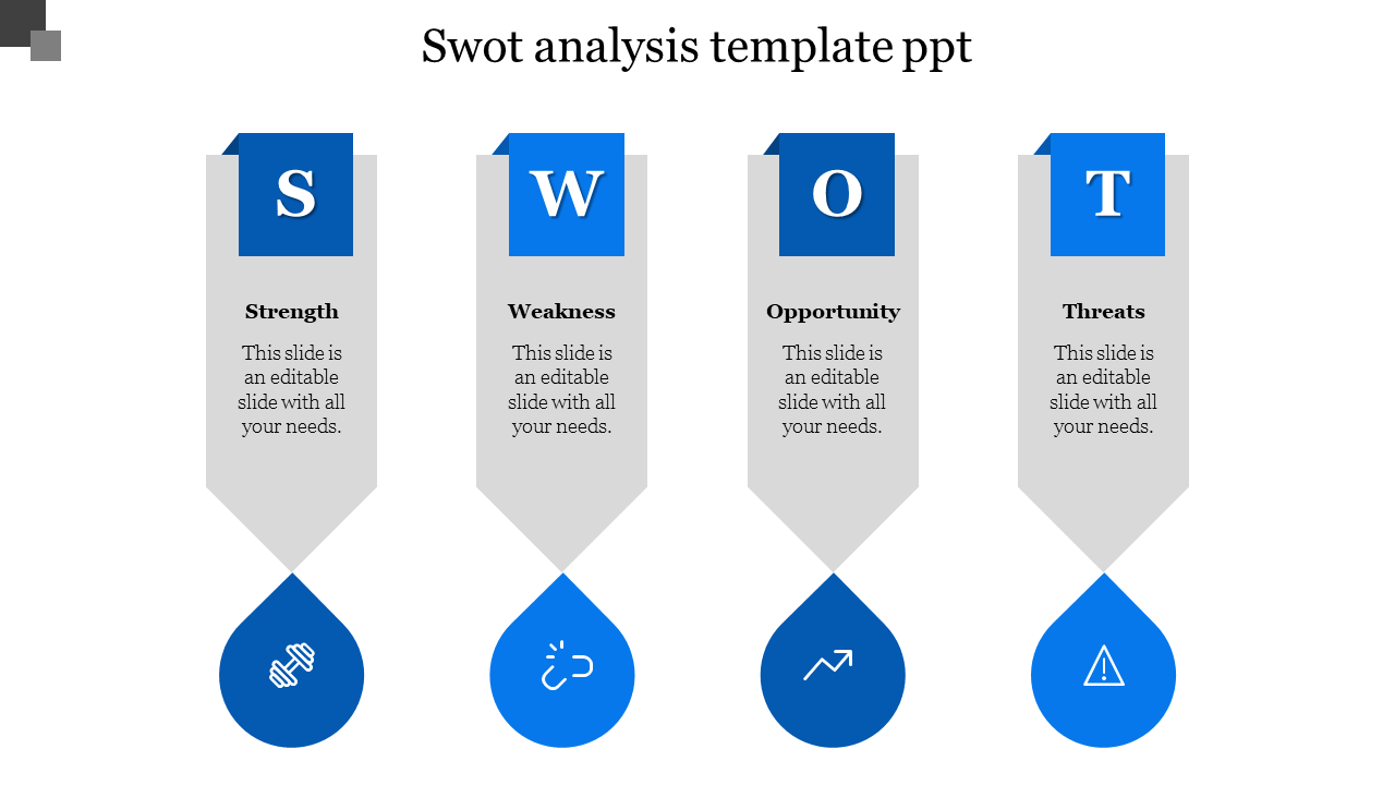 swot analysis template ppt-Blue
